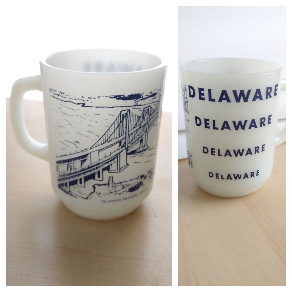 Rare Vintage Milk Glass Delaware Coffee Mug
